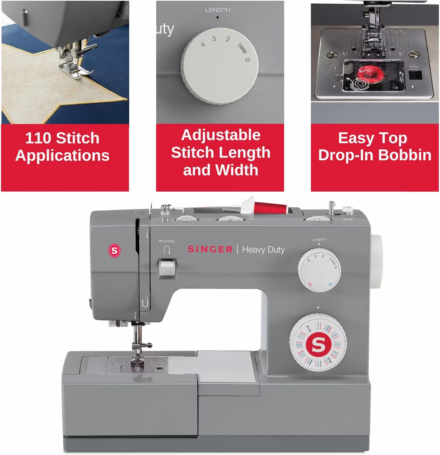 Singer Heavy Duty 4432 Sewing Machine - Top spec 32 stitch patterns with stretch and overlock stitch patterns - New 2025 model