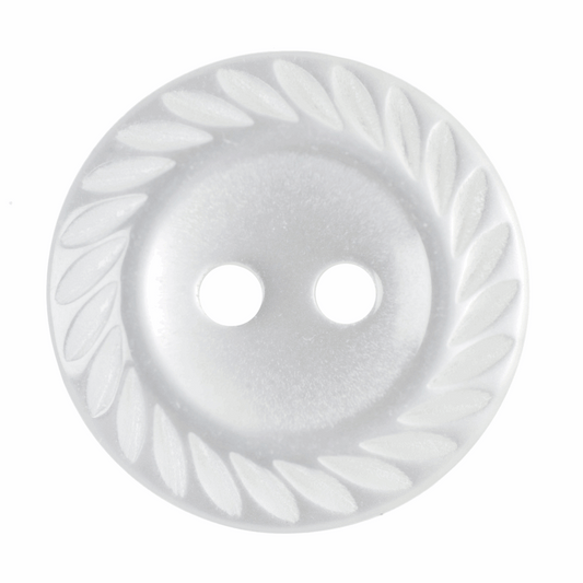 Hemline Fancy Edge White Button - 16.25mm (Pack of 8)