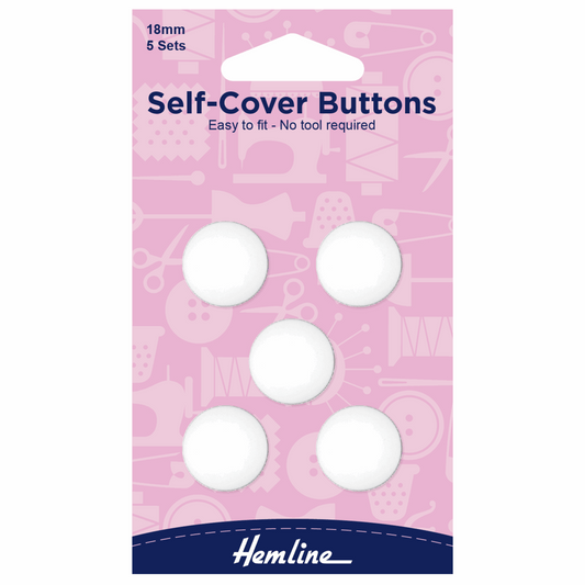 Self-Cover Nylon Buttons - 19mm (Pack of 5 Sets)